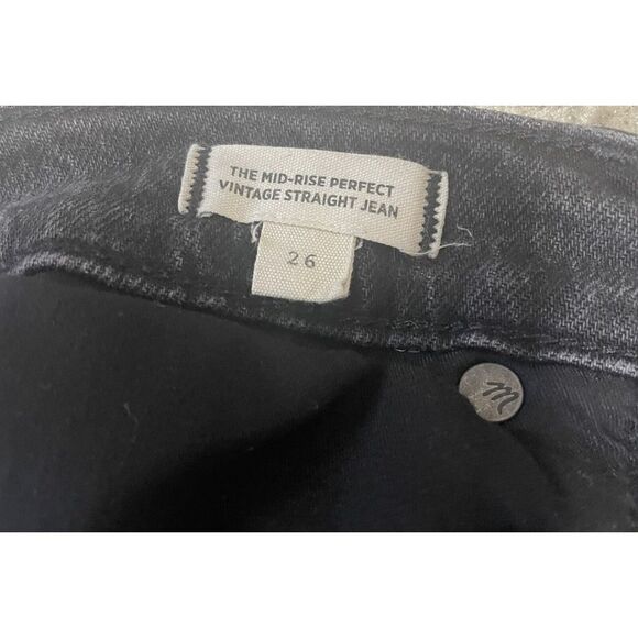 Madewell Mid Rise Perfect Vintage Jean Size 26 Enmore Dark Distressed Black - Picture 4 of 8